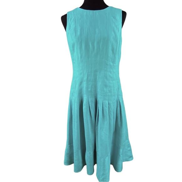 Lauren Ralph Lauren Dresses & Skirts - Lauren Ralph Lauren 100% Linen Sleeveless Midi Dress Size 8 Turquoise Lined